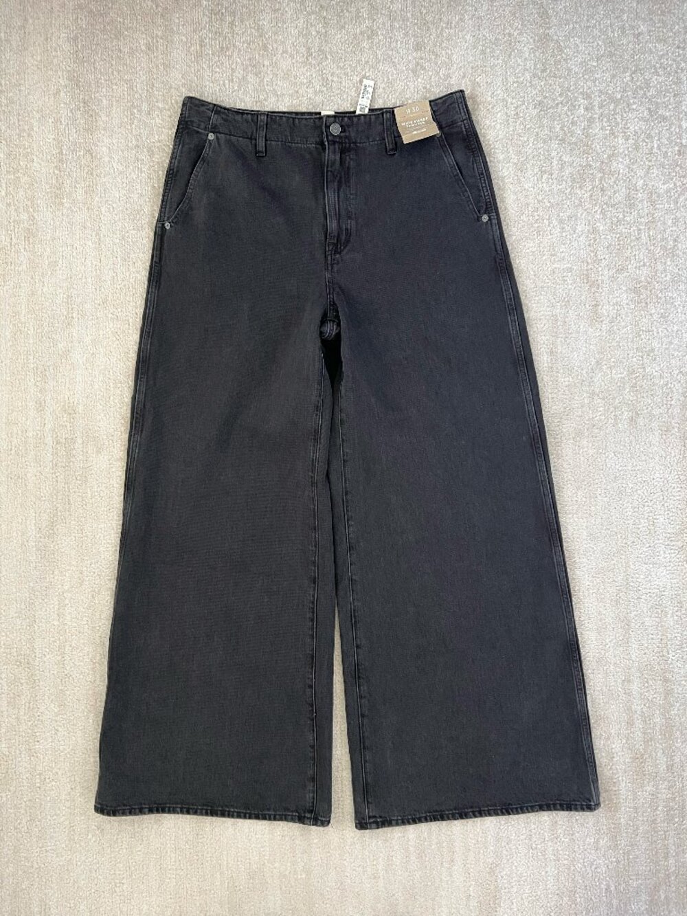 Madewell Wide Sweep Denim Trouser Jeans Black Gray 30 NWT New